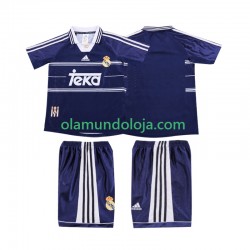 Camisola Real Madrid Retro Criança Equipamento Segundo 1998 1999 Manga Curta